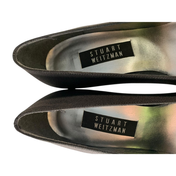 VTG STUART WEITZMAN Women size 8 Black Fabric Pisa Platform Pumps - Picture 10 of 16